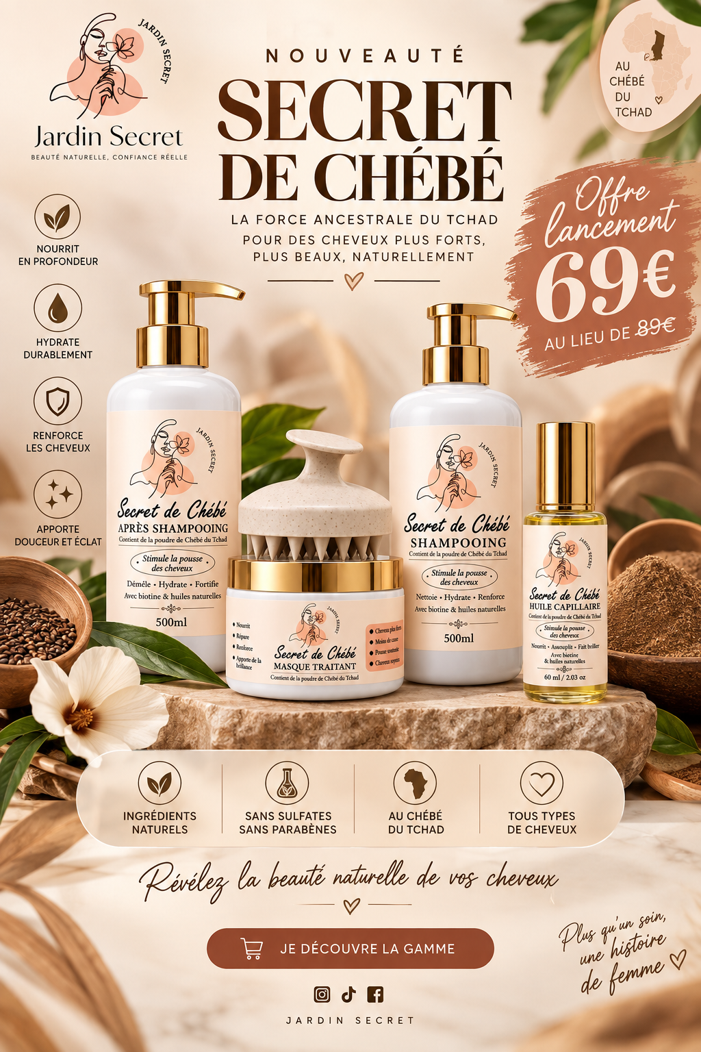 Gamme capillaire Secret de Chébé